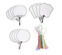 ADOCARN 12pcs Fan Shaped Tassel Bookmarks DIY Blank Paper Markers for Students Readers Writers Double Sided Graffiti Craft with Chinese Style Design Creative Reading Accessories Gift