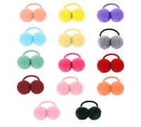 ADOCARN 14pcs Hair Bands with Plush Ball Elastic Rope, Soft and Sturdy Ponytail Holders for Daily Dresses and School, Suitable for Thin Or Thick Hair Random Color
