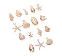 ADOCARN 16 Pcs Alloy Ocean Elements Charms Star Seashell Pendants for Diy Jewelry Making Unique Beach Accessories for Women and Teen Girls Lightweight Ocean Jewelry Set