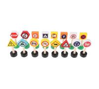 ADOCARN 16pcs Wooden Street Sign Playset for Boys and Girls Educational Traffic Signs for Toddlers Preschool Learning Toys Vibrant Colors and Shapes Safe Craftsmanship for Imaginative Play