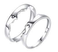 ADOCARN 1pair Adjustable Open Band Couples Ring Moon Sun Engraved Jewelry for Women Men Stylish His and Her Open End Rings Symbolizing Love and Connection