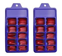 ADOCARN 200pcs Red Ballerina Nail Tips Full Cover Plastic False Nails with Safety on Natural for Festivals and Valentine's Day