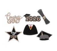 ADOCARN 2026 Graduation Embroidered Iron On Patches 6pcs Polyester for Grad Season and DIY Decorations, Applique for Gown, Cap, Clothing