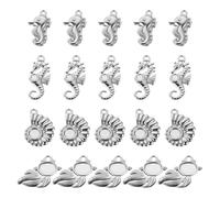 ADOCARN 20pcs Ocean Theme Conch Fish Seahorse Dangle Charms Pendants for Beach DIY Earrings Bracelets Jewelry Making Craft Accessories