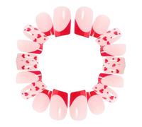 ADOCARN 24pcs Fake Nails Heart False Nails Abs Material Cute Romantic Style Portable Easy Removal for Valentine's Day Special Occasion