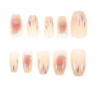 ADOCARN 24pcs Icy Transparent Shine Press Nails Full Cover Coffin Shape Reusable Artificial Nails with Romantic Comfortable Glue for Women