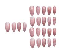 ADOCARN 24pcs Marble False Nails Long Full Cover Designed Fake Nails Ultra-thin Plastic Sweet Fashionable Style for Women Night Club and Home Use