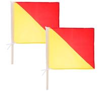 ADOCARN 2pcs 35x35cm Handheld Signal Commanding Flags Red Yellow with 50-60cm Poles for Sports Referee, Performance, and Safety Signaling