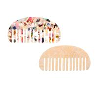ADOCARN 2pcs Acetate Wide Tooth Hair Comb Set, French Side Detangler Combs Anti-Static for Women, Vintage Semi-Circle Decorative Hair Styling Accessories for Home and Salon Use