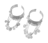 ADOCARN 2pcs Adjustable Silver Iron Cuff Bracelet for Belly Dance Women