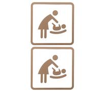 ADOCARN 2pcs Baby Changing Area Sign - Self-Adhesive Restroom Wall & Door Signage - Notice Sign Label Decal for Public Commercial Area Mall Office 4 x 4 Inch - Bronze Gold