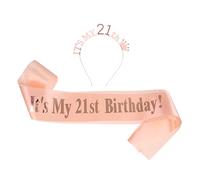 ADOCARN 2pcs Birthday Party Sash and Crown Headband Set for Women Alloy Crystal Hair Accessories with Satin Shoulder Strap Comfortable and Birthday Dressing Accessories