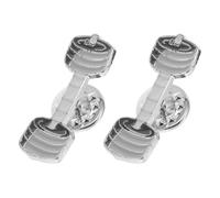 ADOCARN 2pcs Cartoon Dumbbell Shape Zinc Alloy Brooch Resistance to Wear Silver Enamel Pin for Student Backpack Fitness Accessory