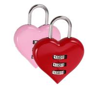 ADOCARN 2Pcs Cute Heart-Shaped Password Lock Small Combination Padlock for Boy Girl Wear-Resistant Multi-Function Lock for Notebooks and Jewelry Boxes Vibrant Colors for Valentine's Day