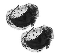 ADOCARN 2pcs Fascinator Mesh Veil Headband for Women with Bow Shape, Comfortable Fit and Non-slip Design, Plastic and Cloth Material, for Wedding and Tea Party Accessories