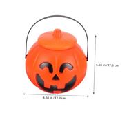 ADOCARN 2pcs Halloween Pumpkin Bucket with Lid and Handle Plastic Trick-treat Candy Pail for Sweets Cute Smiling Pumpkin Design Party Favor Tub for Halloween Decorations and Treats