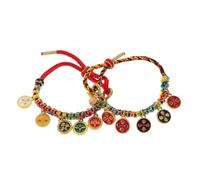 ADOCARN 2pcs Handmade Tibetan Bracelet Colorful Rope Hand Chain Five Way God of Wealth Bangle Adjustable Pulling Rope Wrist Chain for Fortune Wealth