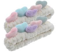 ADOCARN 2pcs Heart-shaped Spa Facial Hair Bands for Shower Time and Applying Cosmetics, Soft Cloth Material with Snug Fit and Convenient to Put and Take