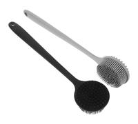 ADOCARN 2pcs Long Handle Silicone Shower Brush with Hole Design and Silicone Bristles for Massage Effects and Drying, Suitable for Hotel and Families Bathing