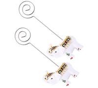 ADOCARN 2pcs Memo Clip Photo Holder Resin Elephant-Shaped Compact Beautiful Simple Delicate Design with Stainless Steel Prevent Photo Falling Memo Display for Wedding Decoration Table