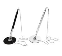 ADOCARN 2pcs Metal Sign Pens with Chain for Desktop Use, Fixed on Table with Comfortable Hand Feeling, Vertical Table Style Design for Business Negotiations and Hotels