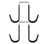 ADOCARN 2pcs No Drilling Over Door Hooks 4.5cm Thick Iron and PVC Double Hook for Clothing and Kitchen Utensils, Versatile Black Coat Hanger Suitable for Entryway and Bedroom
