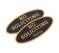 ADOCARN 2pcs No Soliciting Signs Self-adhesive Small Acrylic Door Stickers Visible from Afar for Home and Indoor Use, Golden Colour