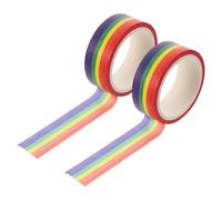 ADOCARN 2pcs Rainbow Stripe Decorative Washi Tape for Scrapbooking and DIY Crafts, Tearable Adhesive Masking Tape for Journals, Planners, and Multi-purpose Arts Projects