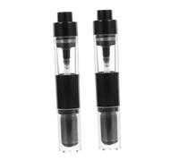 ADOCARN 2pcs Refillable Retractable Powder Brush Makeup Brush Set Reusable Face Blush Foundation Applicator Travel Cosmetic Tool Press Button Black Fiber Bristles