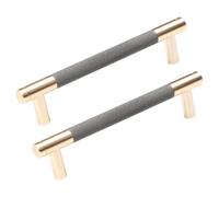 ADOCARN 2pcs Space Aluminum T Bar Cabinet Door Handle 128mm Grey Gold