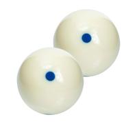ADOCARN 2pcs Standard Size 5.72cm White Resin Billiard Training Cue Ball with Six Blue Dot Pattern, Polished Seamless Surface for Billiard Training Sessions and Home Practice