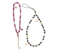 ADOCARN 2pcs Star Shaped Beaded Phone Charm Wrist Strap with Rhinestone and Alloy, Universal Compatibility, Prevents Accidental Drops, Stylish Minimalist Mobile Phone Chain for Occasion