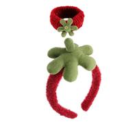 ADOCARN 2pcs Strawberry Leaf Design Coral Fleece Headbands Wide Headband Secure Wearing Comfortable Charming Stylish for Occasions