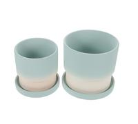 ADOCARN 2pcs Succulent Plant Pots: Small Ceramic Containers with Drainage Tray - Cute Gradient Planters for Desk Kitchen Garden Balcony & Office Plants