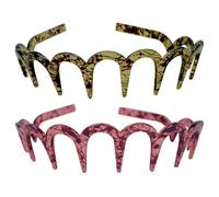ADOCARN 2pcs Toothed Hair Hoops Resin Headbands Comfortable Hair Accessories Assorted Color Stay in Place Keeping of Face for Beach and Vacation