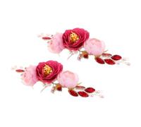 ADOCARN 2PCS Vintage Bridal Wedding Hair Vine with Faux Peony Flowers and Pearls Realistic Floral Headpiece for Women and Chinese Style Hair Accessories for Brides and Weddings