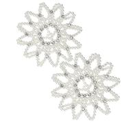 ADOCARN 2pcs White Pearl Rhinestone Braided Hair Net for Ballet Dance, Lightweight Breathable Crochet Hair Bun Maker for Women Dancers, for Performance and Rehearsals