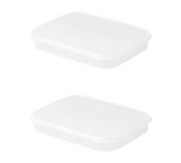 ADOCARN 2pcs White Pp Food Storage Container with Four-grids and Lid Dust-proof Keep Food Clean for Kitchens and Homes
