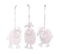ADOCARN 3 Pcs Felt Lamb Hanging Decorations White Wool Adorable Ornaments for Easter Home Decoration with Wood and Felt Materials, for Easter Showcase Landscape Layout