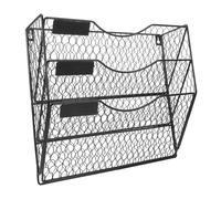 ADOCARN 3-tier Metal Wall Mount Hanging Mail Organizer with 3 Pockets for Document Sorting, Stylish Black File Holder for Office and Home Use