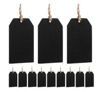 ADOCARN 32pcs Wooden Hanging Board Mini Chalkboard Signs Double Sided Reusable Black Boxwood Tags with String for Labeling Food at A Party and Crafts