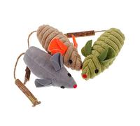 ADOCARN 3pcs Catnip Mouse for Cats Interactive Chew with Silvervine Fruit Cartoon Mouse Shape Teeth Grinding and Paw Exercise for Kittens and Adult Cats Green Gray Beige