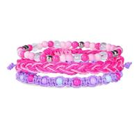 ADOCARN 3pcs Handmade Beaded Bracelets for Women Pink Bohemia Style Braid Wrap Jewelry Set, Beautiful Charm Bracelets Suitable for Tourism Commemorative and Business