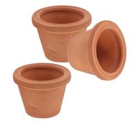 ADOCARN 3pcs Mini Ceramic Succulent Pots for Cactus and Indoor Plants, round Red Clay Flower Planters with Easy Planting Feature, for Office Desk and Window Sill Decoration