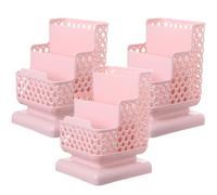 ADOCARN 3pcs Pink Plastic Desk Organizer Boxes for Women Makeup Organizer and Pen Holder, Practical Cosmetic and Nail Polish Storage Containers to Reduce Clutter on Desktop