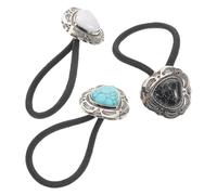 ADOCARN 3pcs Vintage Metal Ponytail Cuffs with Heart Shaped Turquoise Beads, Versatile Western Style Hair Ties for Women and Girls on Occasions, Boho Elegant Hair Accessories