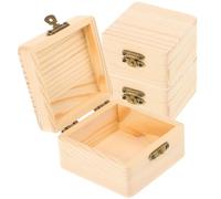 ADOCARN 3pcs Wooden Packaging Case Unfinished DIY Clay Craft Storage Container for Boys and Girls Projects and Home Organization Featuring Buckle Style Design for Easy Access