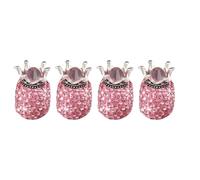 ADOCARN 4 Pcs Pink Royal Diamond Car Tire Valve Stem Caps Abs Alloy Rhinestone Car Wheel Stem Covers Prevent Leaks and Corrosion Creative Shining for Automobile and Motorcycle