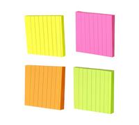 ADOCARN 4 Pcs Striped Sticky Notepads Self-stick Paper Memo Pads Square Shape Portable Design Can Be Posted on Wall Or Blackboards for Students and Office Staffs