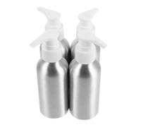 ADOCARN 4pcs Aluminum Pump Bottles Refillable Aluminum Toiletry Bottles 120ml Silver Shatterproof Leakproof Containers with White Plastic Pumps for Travel and Organizing Toiletries at Home